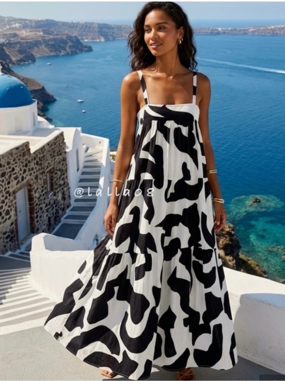 Anthropologie x Abel the Label Black & White Abstract Maxi